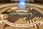 Der Treueeid von Texas als Bodenmosaik im Kapitol.